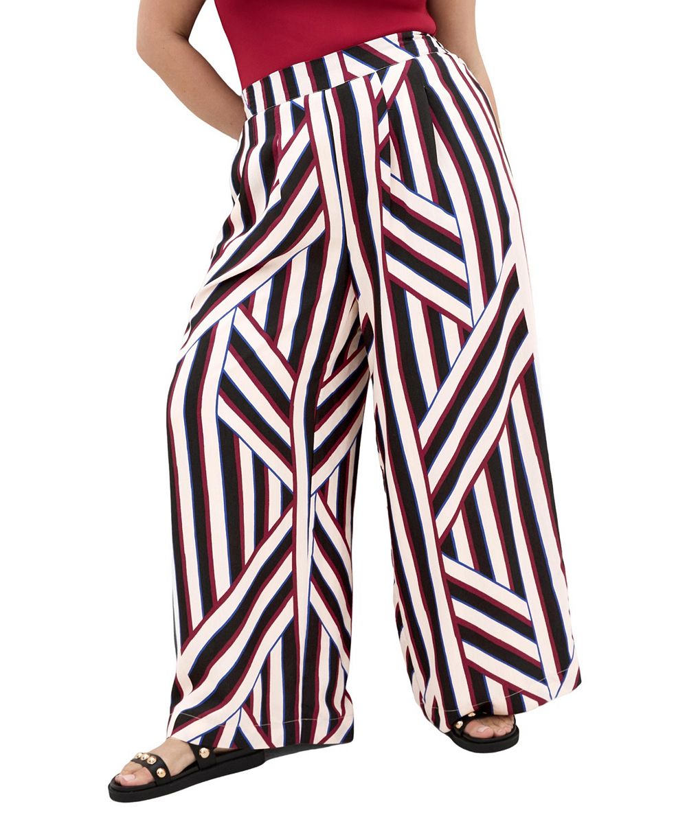 CITY CHIC Plus Size Женские брюки в полоску Haylee Pull-On Wide-Leg