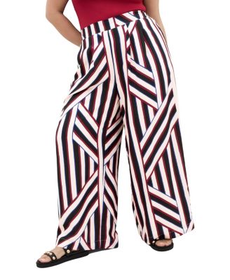CITY CHIC Plus Size Женские брюки в полоску Haylee Pull-On Wide-Leg