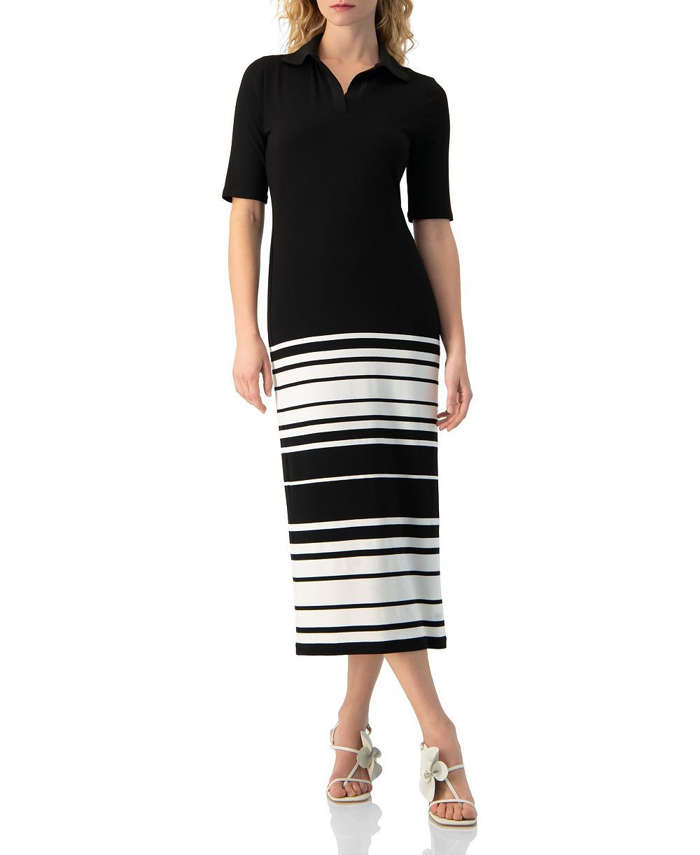 Женское миди-платье Ivonne Ribbed-Knit Colorblock-Stripe Fitted