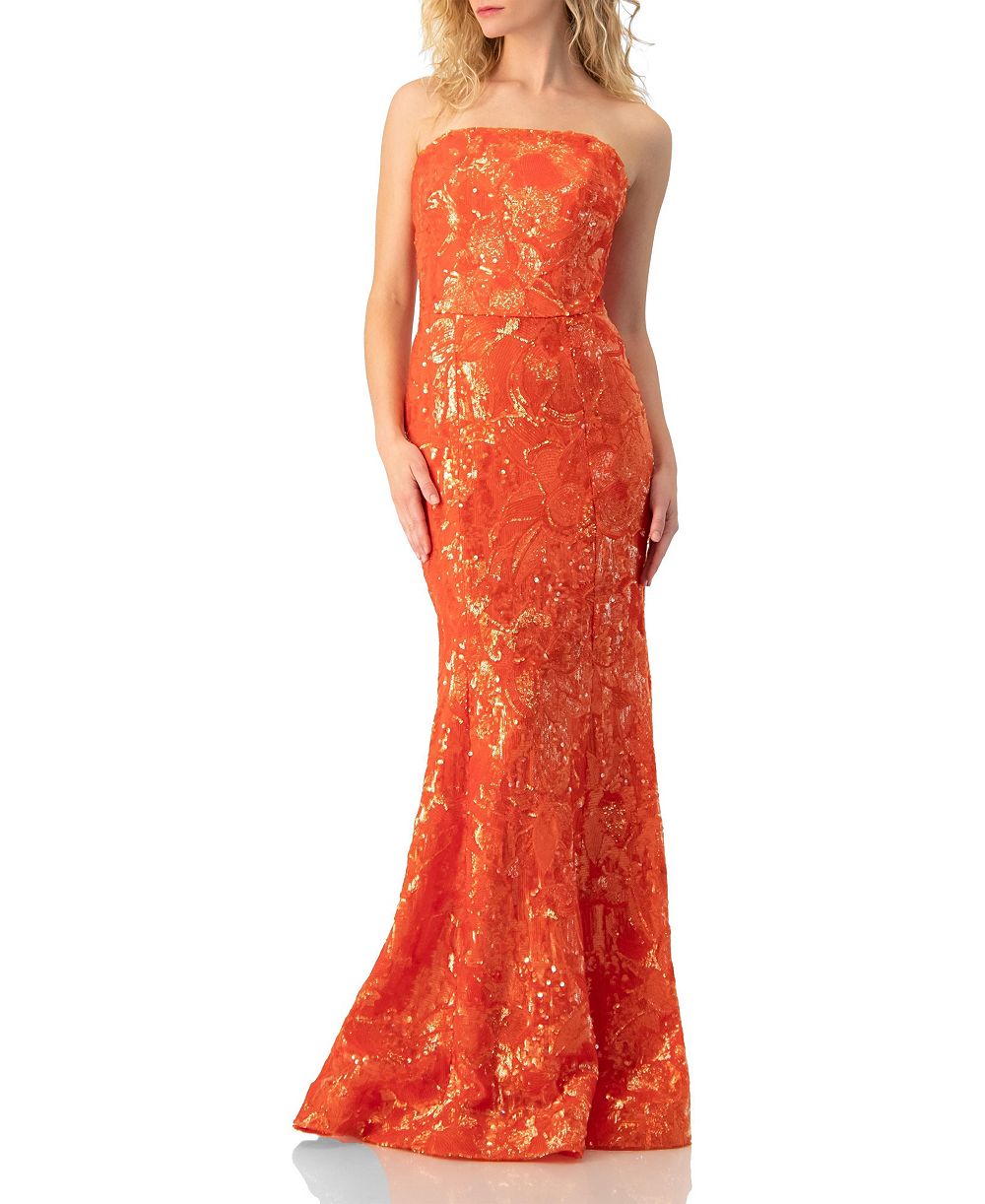 Женское вечернее платье Ivonne Strapless Sequin Floral Gown
