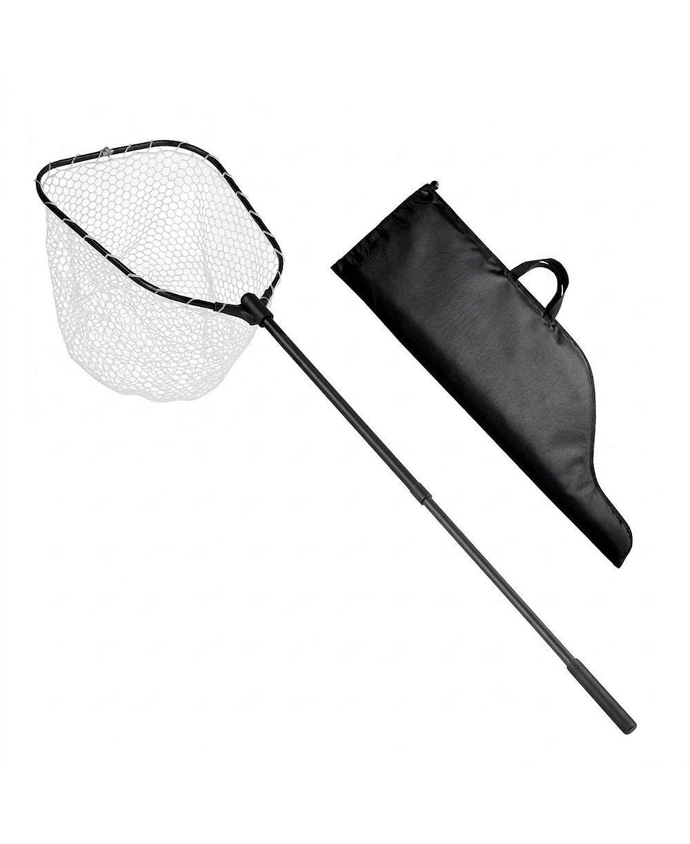 HONGGE Foldable Fish Landing Net with 76 in Telescopic Aluminum Handle Built-In Scale and Silicone Mesh