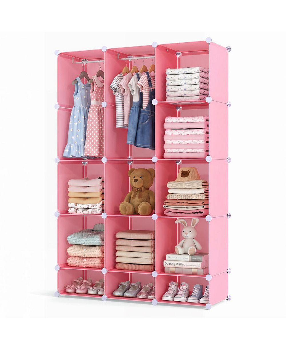 HONGGE Modular Kids Wardrobe Closet Organizer with 13 Storage Cubes