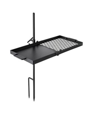 HONGGE Heavy Duty Swivel Campfire Grill 24 inches with 360 Degree Rotation and Adjustable Height Grate and Griddle