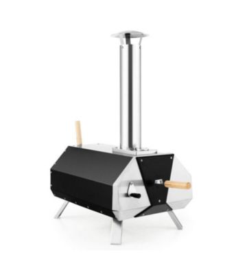 LUCKY ONE Outdoor Pizza Oven with Pizza Stone, Wood Fired Portable Oven with Foldable Legs
