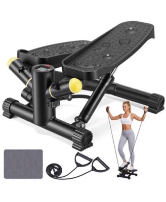 SUGIFT Mini Stair Stepper for Exercise with Resistance Bands LCD Monitor 300 LBS Hydraulic Fitness Stepper