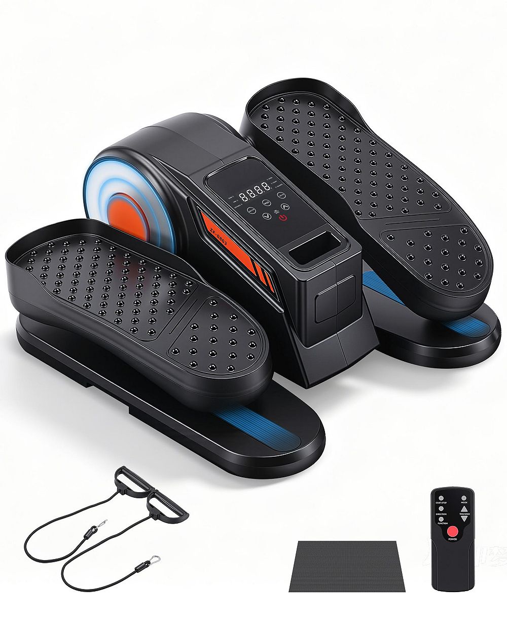 SUGIFT Under Desk Elliptical 12 Speeds Pedal Exerciser with Remote, Display, Bands and Mat for Seniors Office