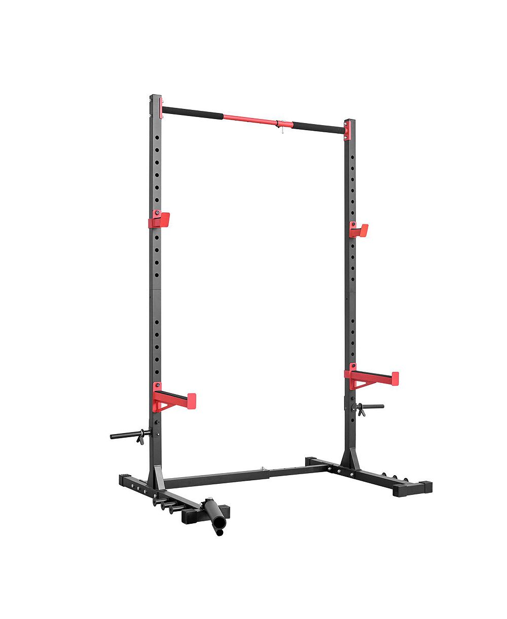 HONGGE Multifunctional Power Cage Squat Rack 980 lbs with 22 Height Levels Landmine and 6 Band Pegs