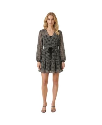 Modenaire Women's Polka Dot Embroidered Lace Dress
