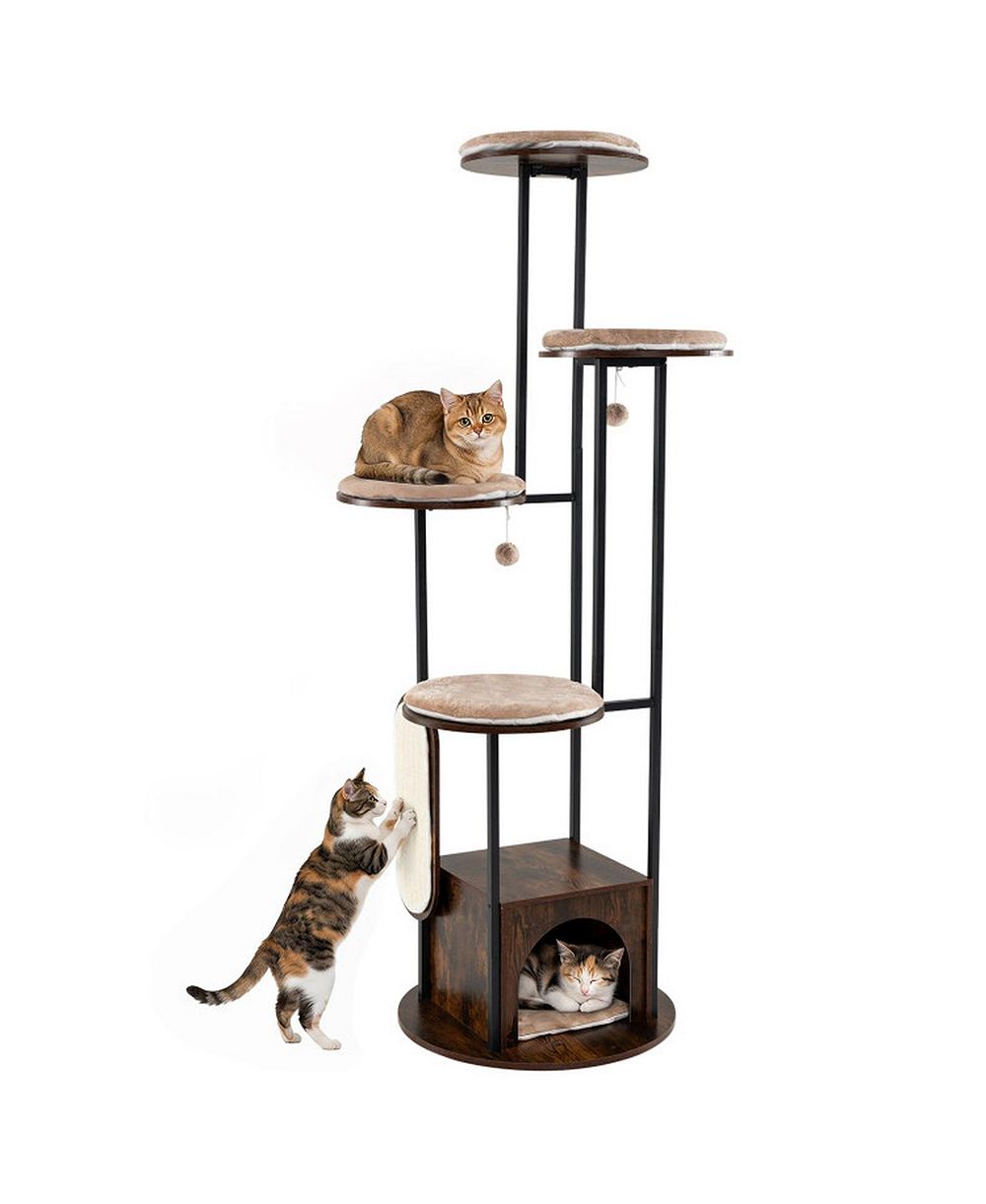 SUGIFT 72-in Tall Multi-Level Cat Condo with Top Perch Platforms and Removable Washable Mats