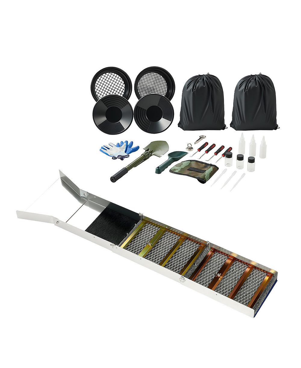 SUGIFT 50in 3-in-1 Folding High Banker Gold Sluice Box 26-Piece Portable Prospecting Kit