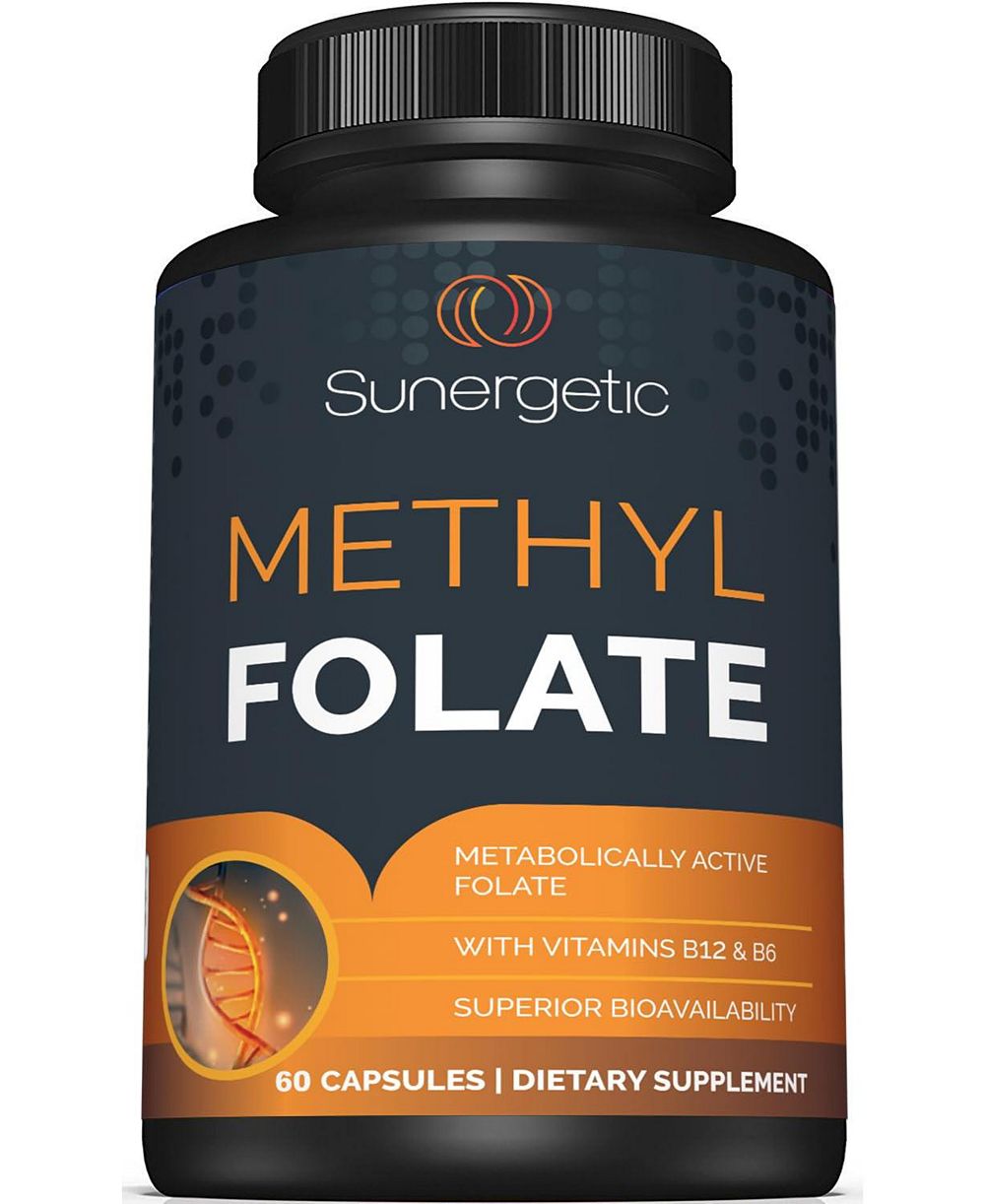 Биологически активная добавка Sunergetic Methyl Folate с витамином B12 и B6, 400 мкг, 60 капсул