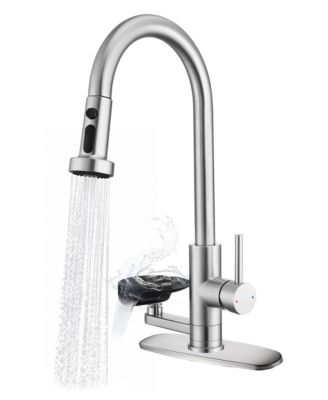 Thirtypeachy High Arc Kitchen Faucet with Glass Rinser, Pull-Down Sprayer and 3 Spray Modes