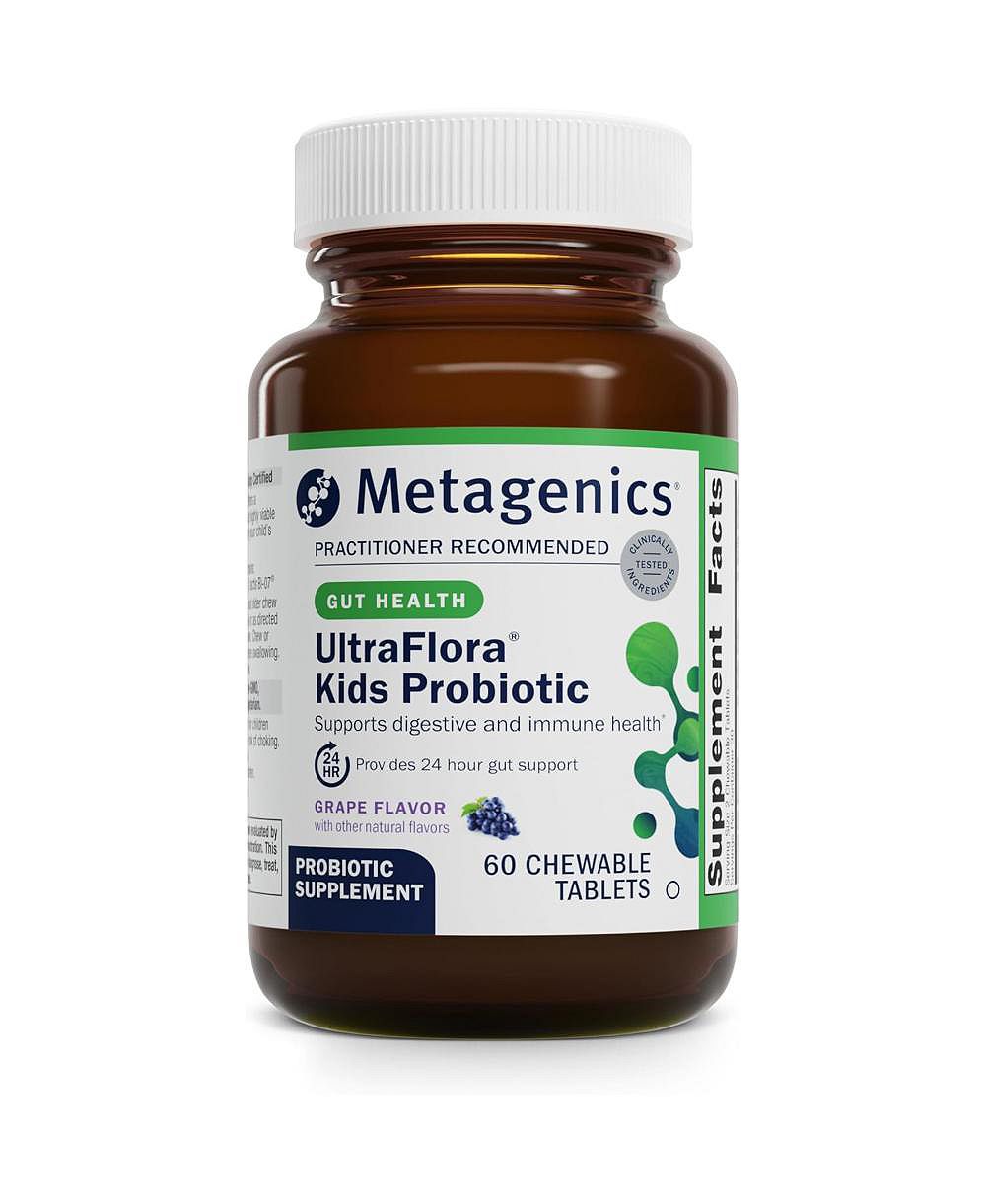 Детские пробиотики Metagenics UltraFlora Kids 10 миллиардов КОЕ, смесь пробиотиков для здоровья пищеварения и иммунитета для детей от 3 лет, 60 таблеток