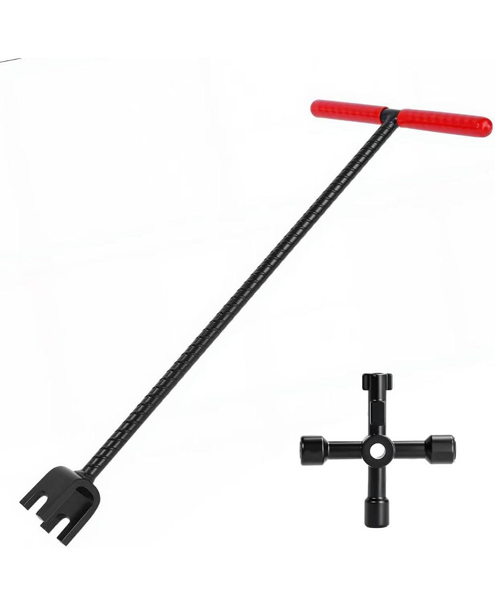 XDOVET Water Meter Key Steel Shut Off Tool T-handle Valve 4 Way Cross