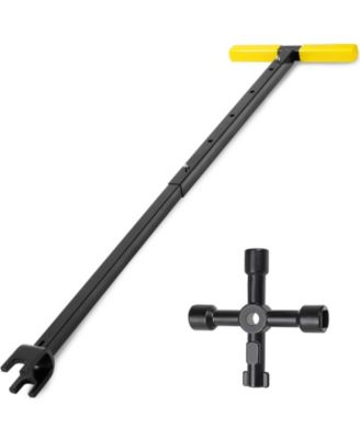 XDOVET Water Meter Key Shut Off Tool T-Handle Valve 4-Way Steel