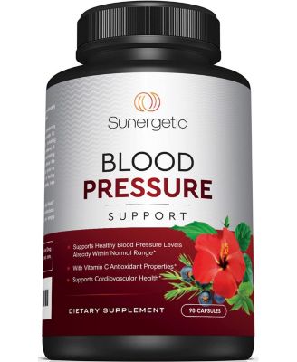 Sunergetic Herbal Supplement with Garlic, Hawthorn, Hibiscus and Vitamins, 90 Capsules