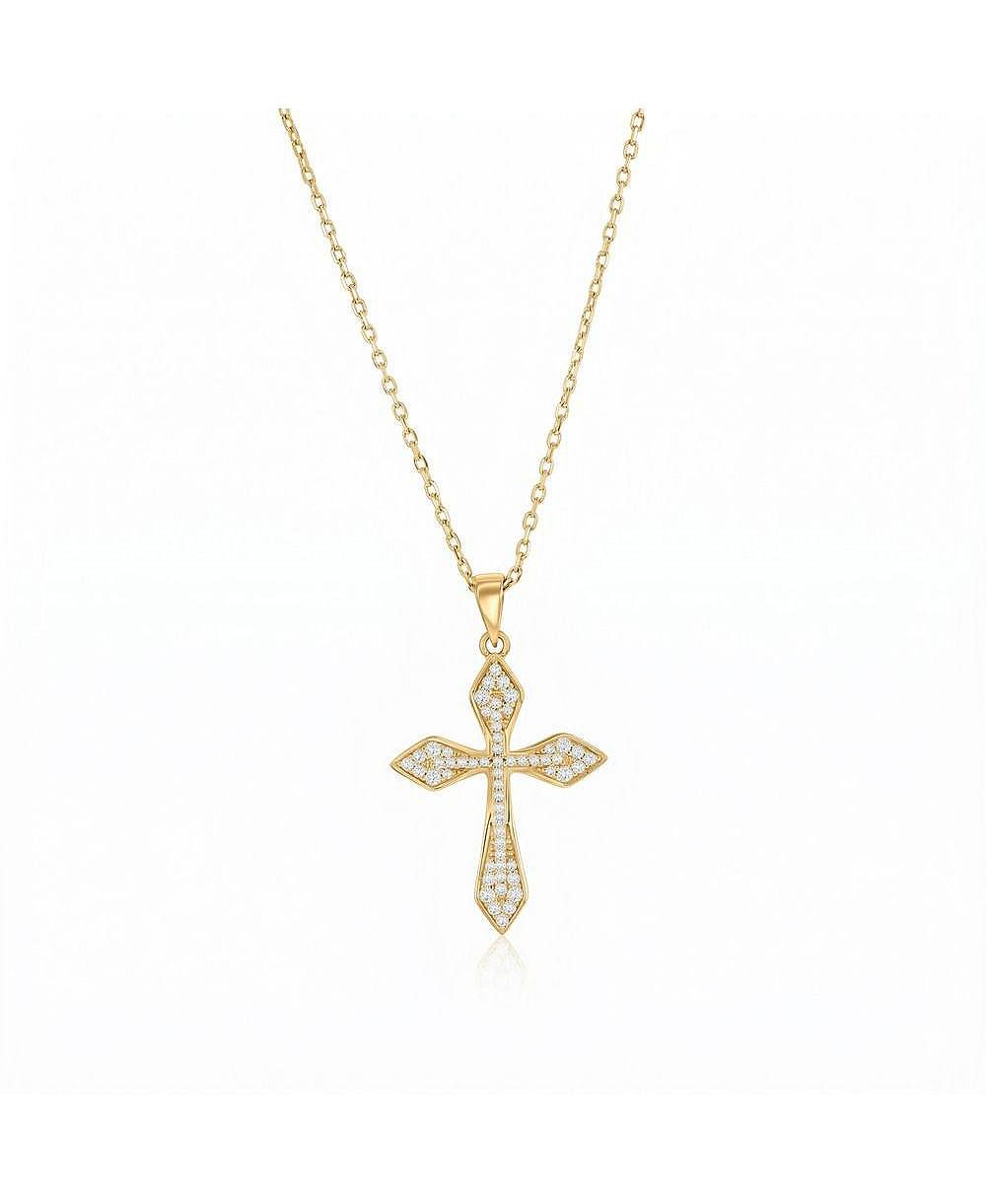 Simona Sterling Silver, Pave CZ Cross Necklace
