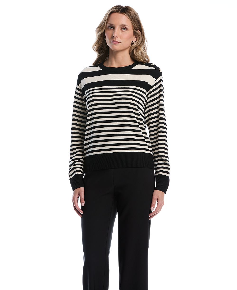 Женский полосатый свитер Rafaella Petites Striped Crewneck Long-Sleeve