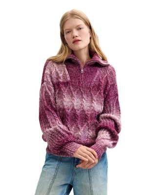 Desigual женский объемный свитер крупной вязки с четвертьзастежкой и жгутовым узором