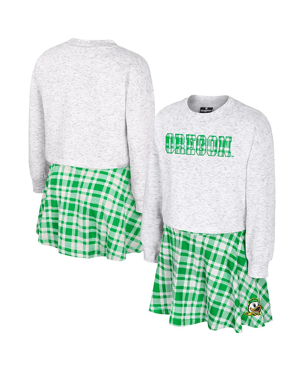Детская джерси и юбка Colosseum White Oregon Ducks Marceline Plaid Set