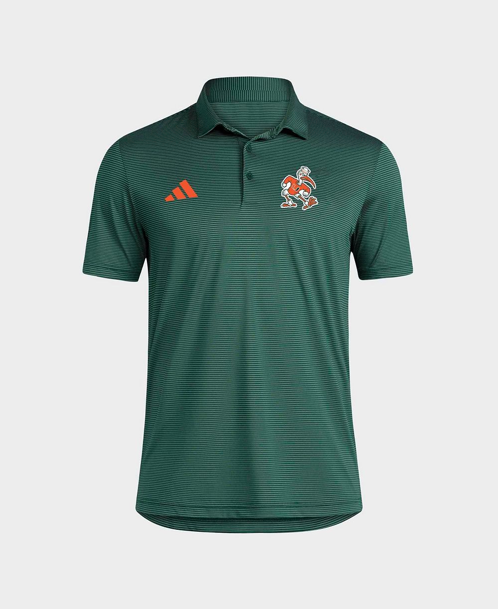 Мужской adidas Green Miami Hurricanes Ultimate 365 Stripe Polo