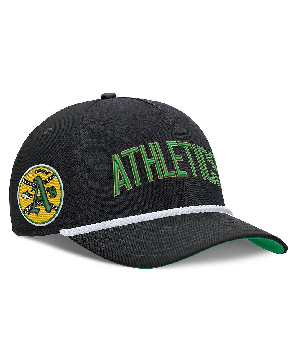 Nike Мужская черная кепка Oakland Athletics Cooperstown Collection Rise Adjustable