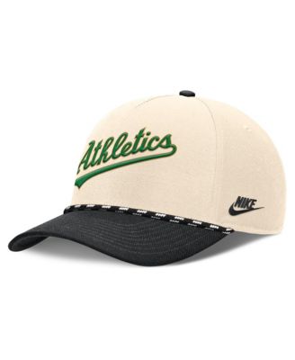 Мужская кепка Nike Natural/Black Oakland Athletics Cooperstown Collection Rise Adjustable