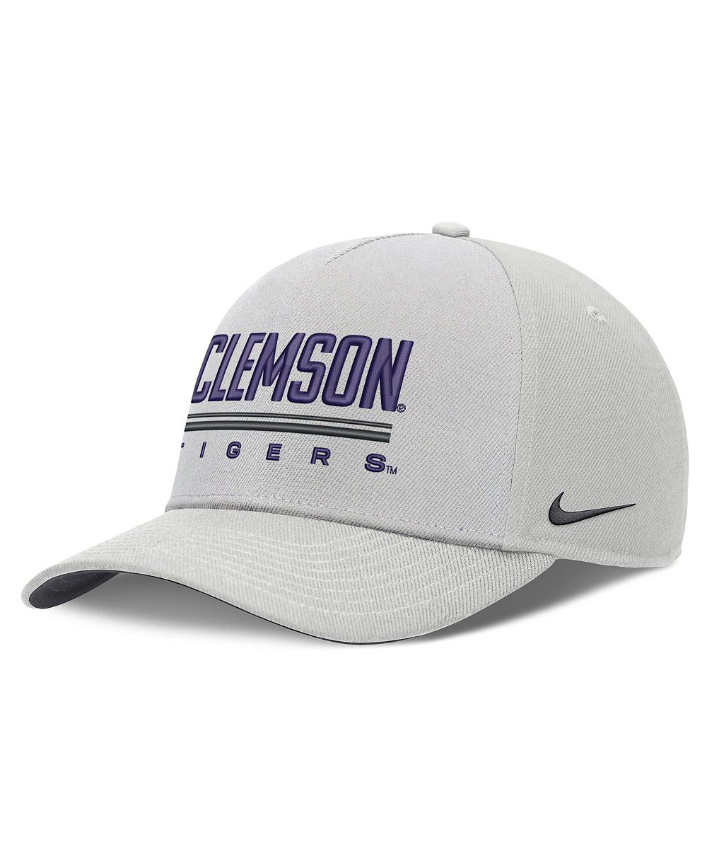 Мужская кепка Nike Gray Clemson Tigers 2026 Sideline Dri-FIT Rise Adjustable