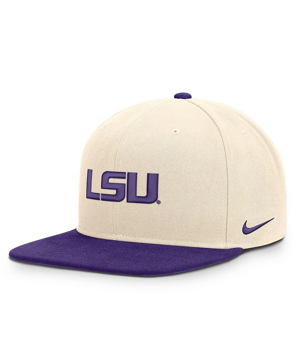 Мужская и женская кепка Nike Natural/Purple LSU Tigers Campus Prep snapback
