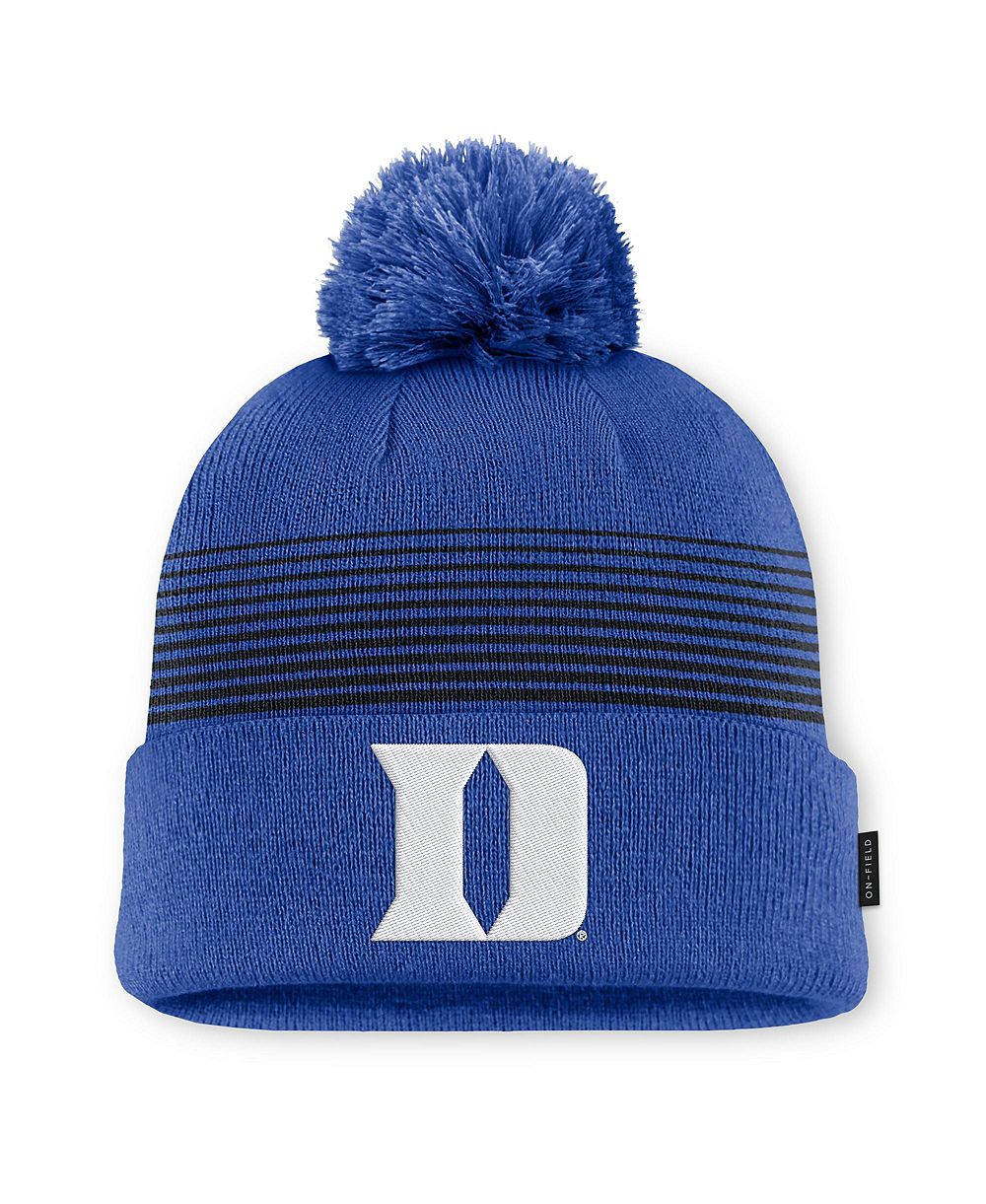 Унисекс вязаная шапка Nike с помпоном Royal Duke Blue Devils 2026 On-Field Cuffed