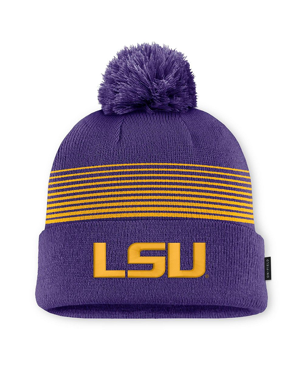 Мужские и женские вязаная шапка Nike Purple LSU Tigers 2026 On-Field Cuffed Knit with Pom
