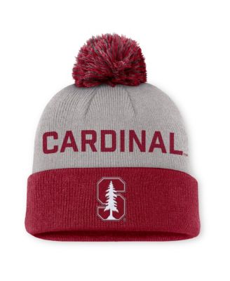 Мужская вязаная шапка Nike Stanford Cardinal Primetime Peak Cuffed с помпоном Gray/Cardinal