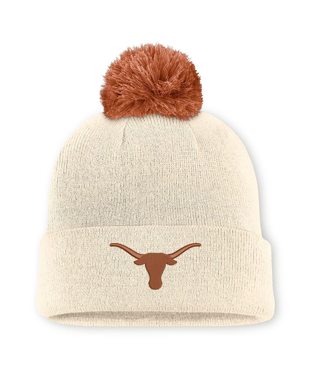 Nike Мужская и Женская вязаная шапка с помпоном Nike Natural Texas Longhorns Campus Prep Script