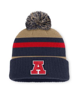 Men's and Women's Nike Navy/Beige Arizona Wildcats Legacy Striped Cuffed Knit Hat with Pom