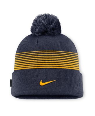 Мужская и женская шапка Nike Navy West Virginia Mountaineers 2026 On-Field Cuffed Knit with Pom