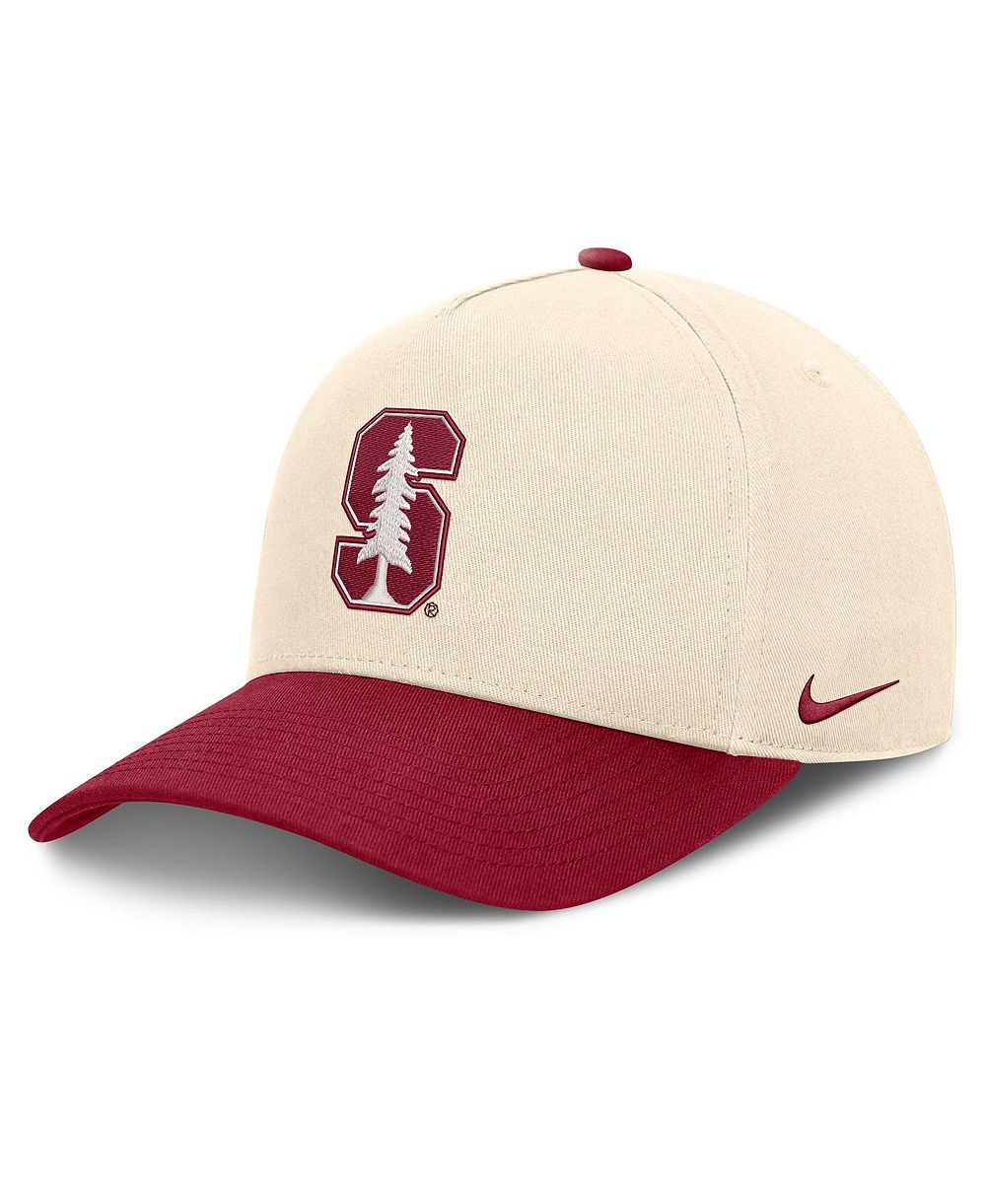 Мужская и женская кепка Nike Natural/Cardinal Stanford Cardinal Campus Prep Rise Adjustable