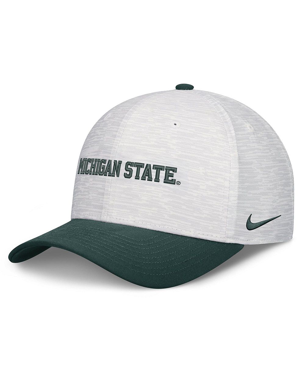 Мужская и женская кепка Nike Michigan State Spartans Primetime Rise регулируемая белая/зеленая