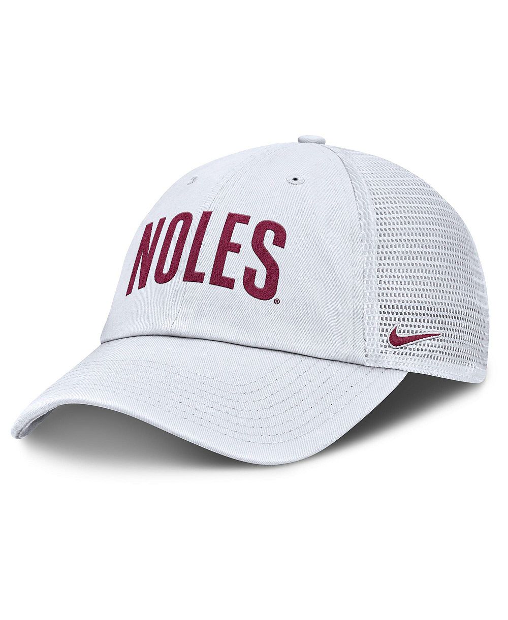 Мужская регулируемая кепка Nike White Florida State Seminoles Club Campus Trucker