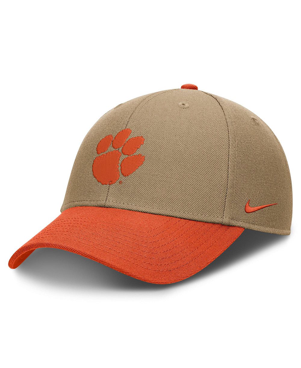 Мужская и женская кепка Nike Beige/Orange Clemson Tigers Primetime Rise Dri-FIT Adjustable