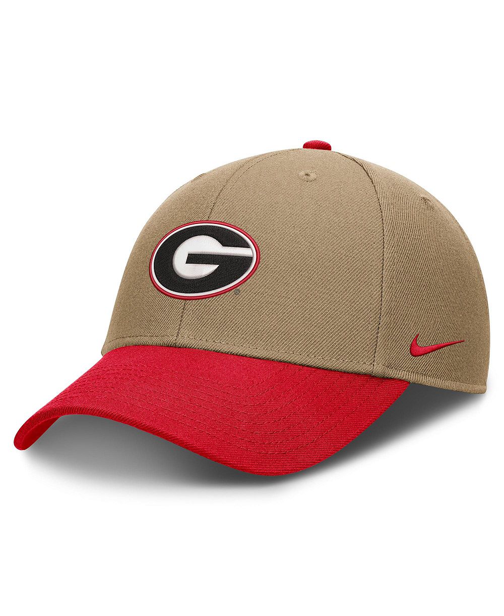 Men's and Women's Nike Beige/Red Georgia Bulldogs Primetime Rise Dri-FIT Adjustable Hat