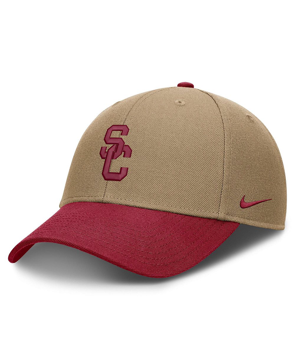 Мужская и женская кепка Nike Beige/Cardinal USC Trojans Primetime Rise Dri-FIT с регулировкой