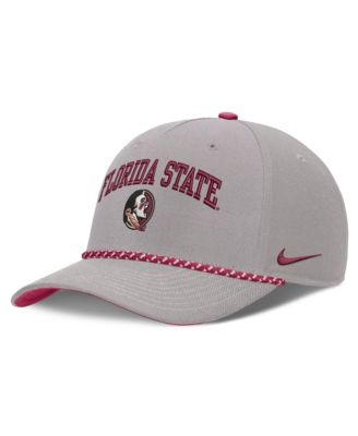 Мужская и женская кепка Nike Gray Florida State Seminoles Primetime Rise Rope с регулируемым размером