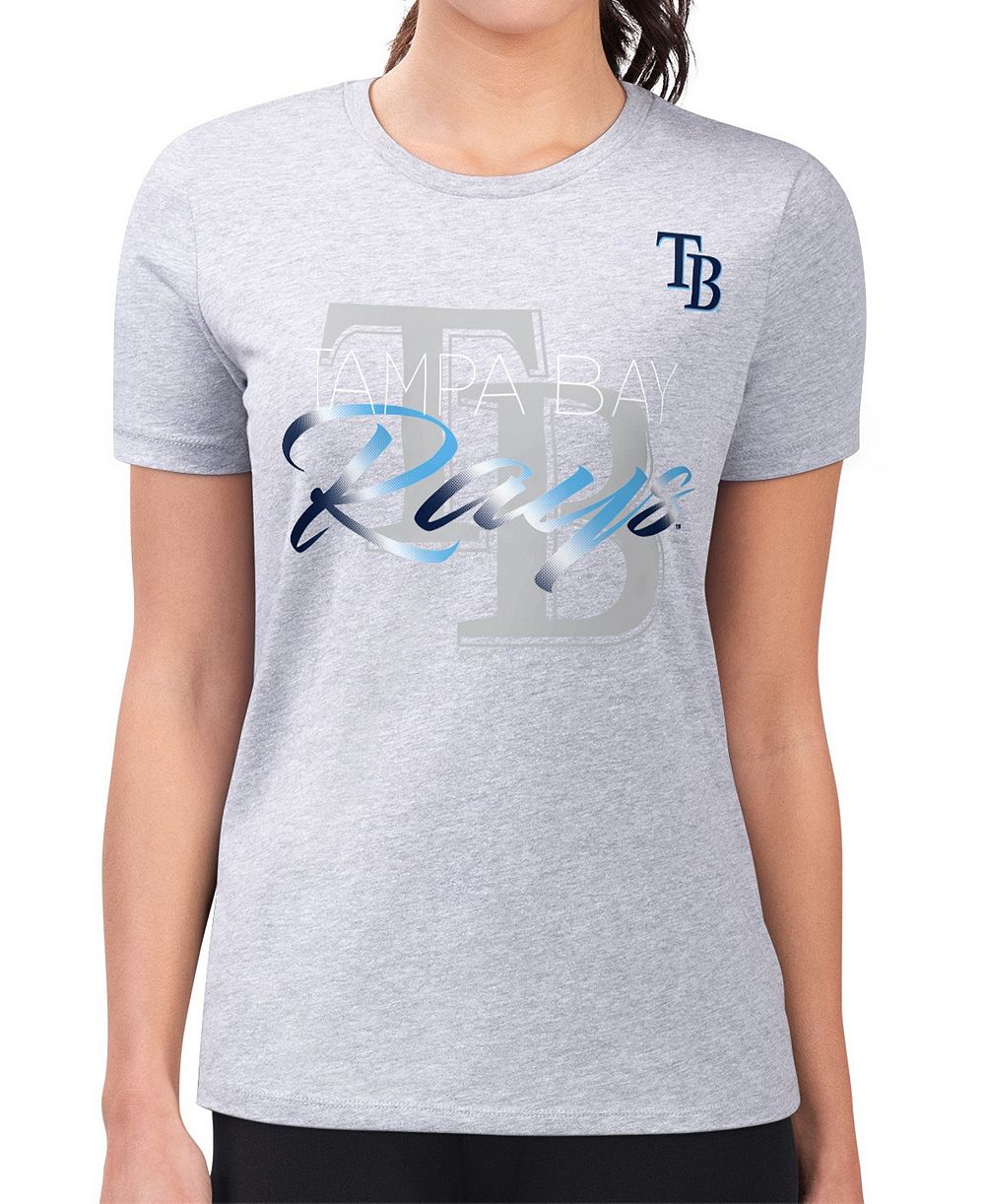 Женская футболка G-III 4Her by Carl Banks Heather Gray Tampa Bay Rays Super-Slim Fit Lightweight Shadow Logo Graphic