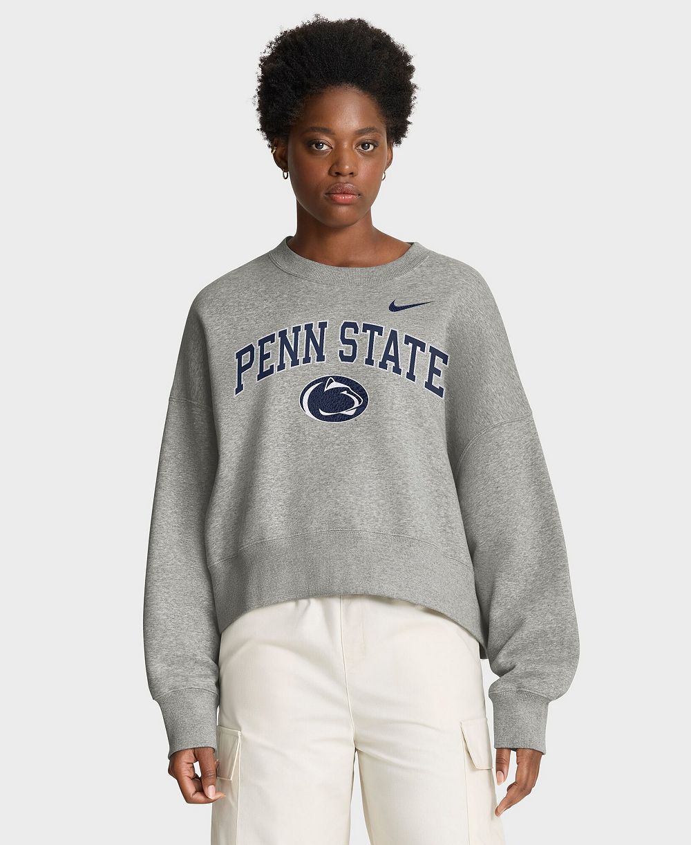 Женская толстовка Nike Heather Gray Penn State Nittany Lions Oversized Phoenix Arch Pullover