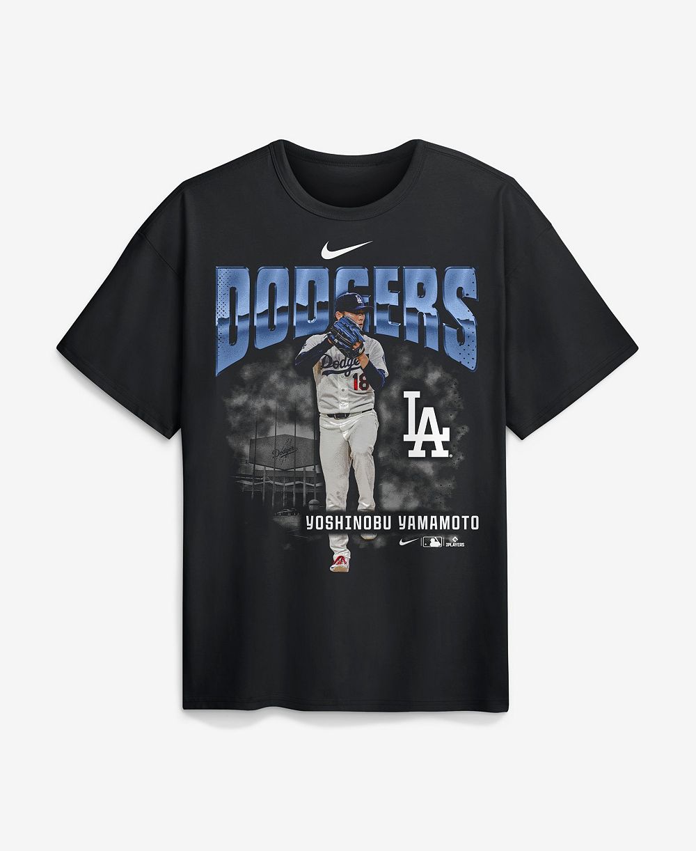 Nike Men's Yoshinobu Yamamoto футболка с графикой Los Angeles Dodgers, Max90 Heavyweight, черная