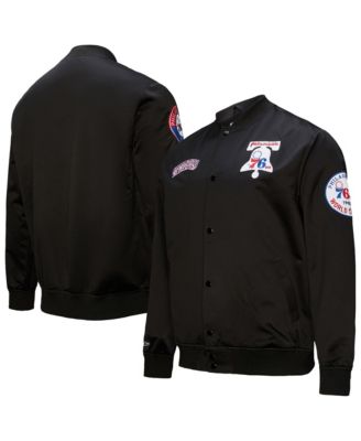 Мужская куртка Mitchell & Ness Black Philadelphia 76ers Hardwood Classics Blackout Collection Satin Full-zip