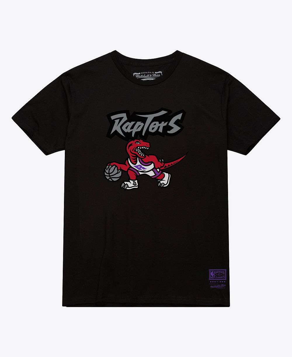 Мужская и женская футболка Mitchell Ness Black Toronto Raptors Hardwood Classics Arch