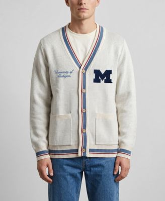 Мужская и Женская Uscape Apparel Natural Michigan Wolverines Americana Striped Full-Button Cardigan