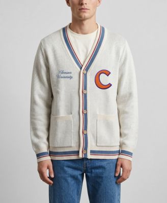 Men's and Women's Uscape Apparel Natural Clemson Tigers Americana Striped Full-Button Cardigan