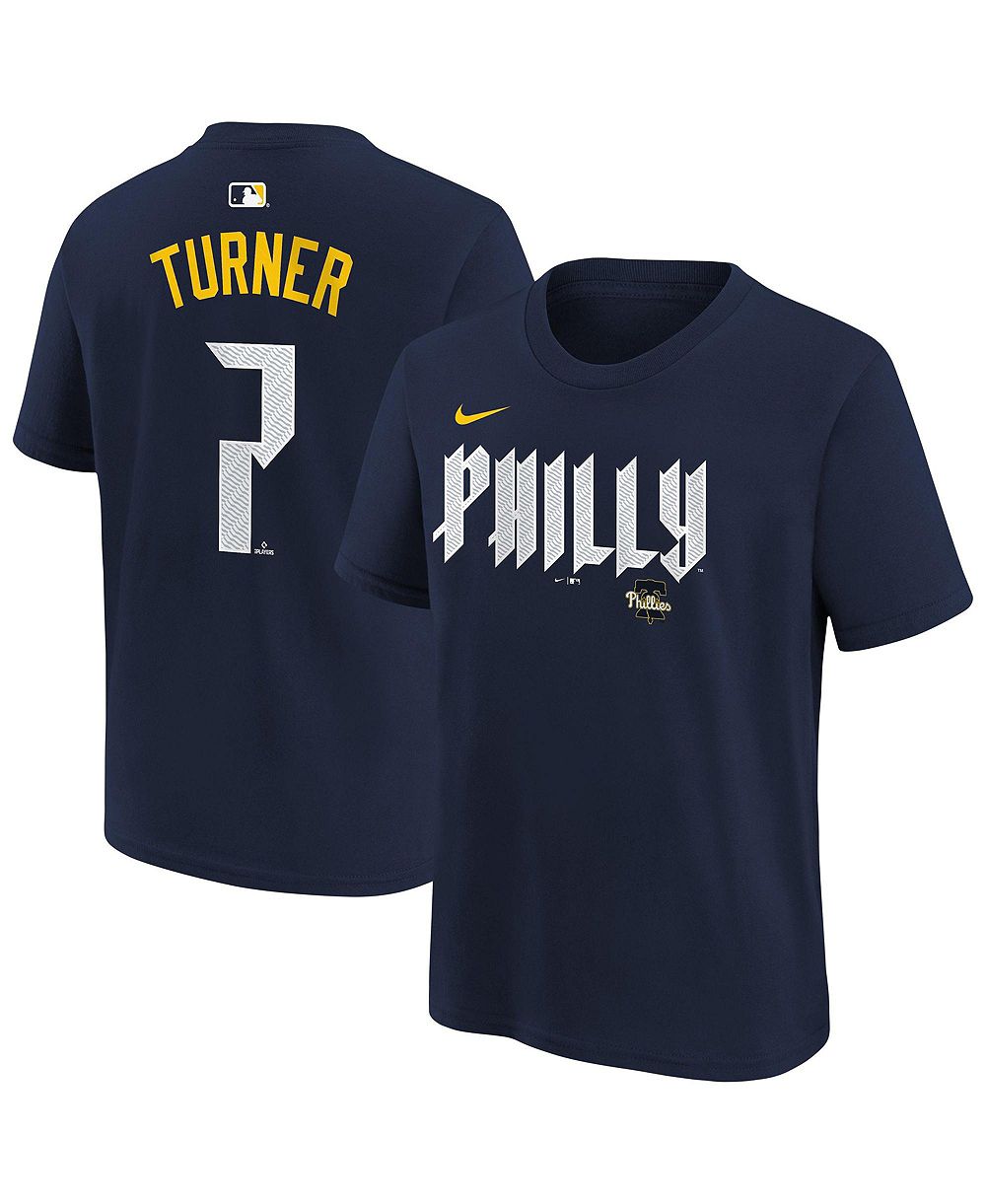 Детская футболка Nike Trea Turner Navy Philadelphia Phillies City Connect Name Number